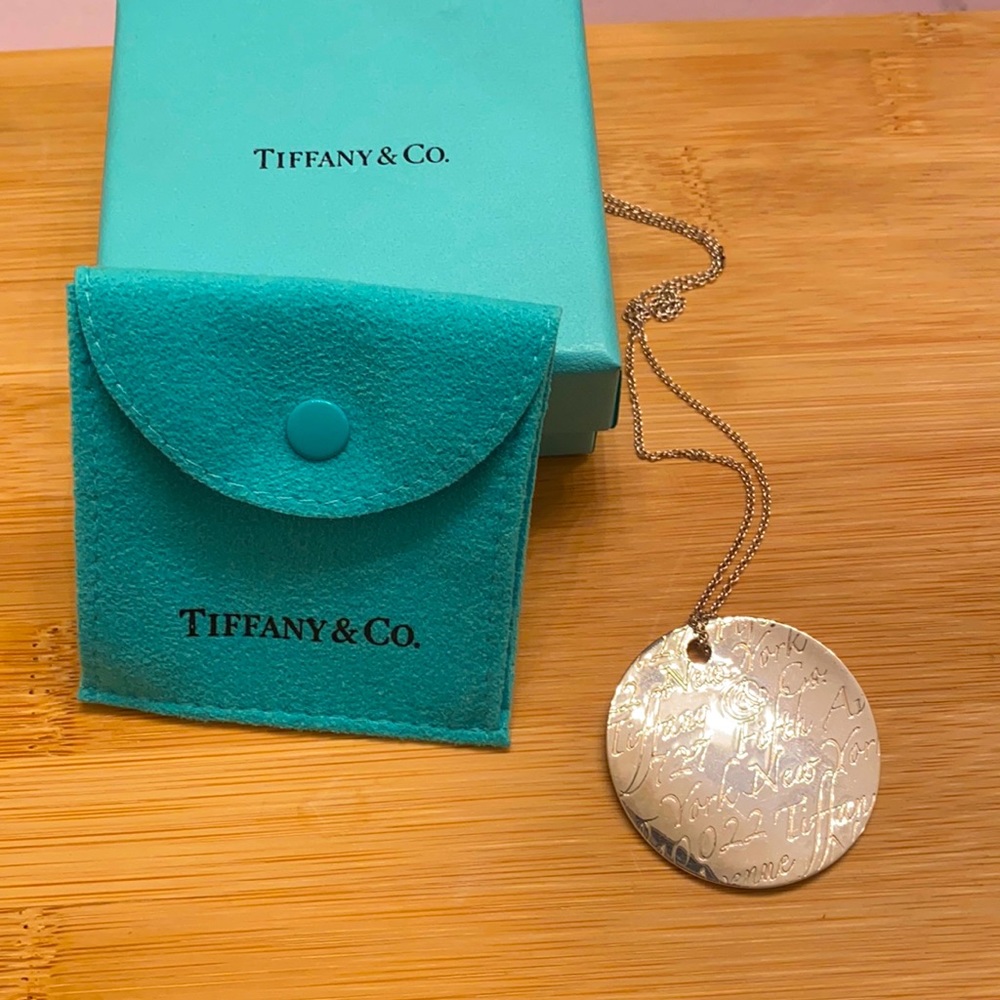 Tiffany & Co round sterling silver large pendant necklace
